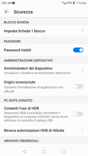 Seleziona Imposta Scheda blocco