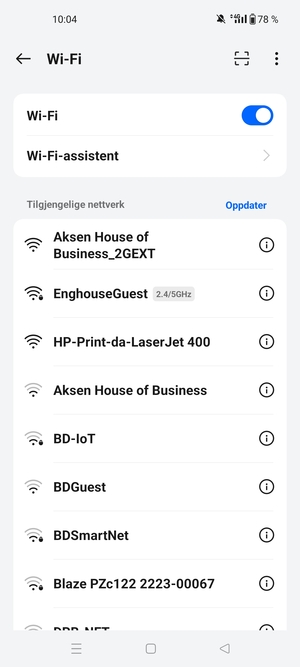 Velg det trådløse nettverket du vil koble til