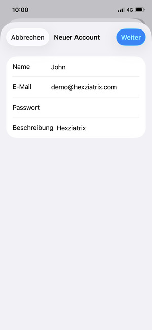 Geben Sie die erforderlichen Informationen ein und wählen Sie Weiter