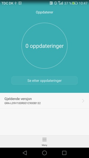 Hvis telefonen din er oppdatert, vil du se følgende skjermbilde