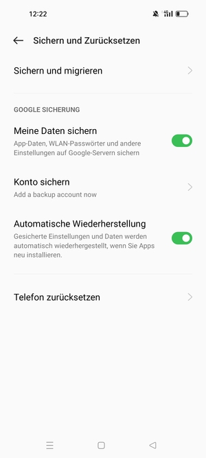 Wählen Sie Konto sichern