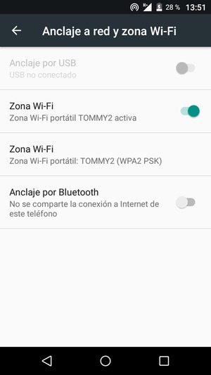 El teléfono ha sido configurado para su uso como módem