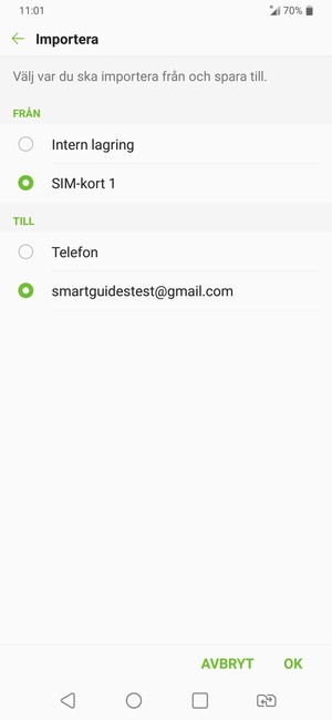 Tryck på ditt Google-konto och välj OK