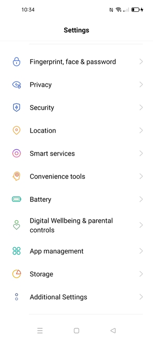 Scroll to and select Security