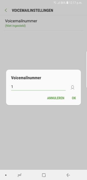 Voer het Voicemailnummer in en selecteer OK