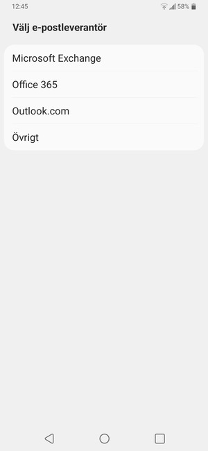 Välj Microsoft Exchange