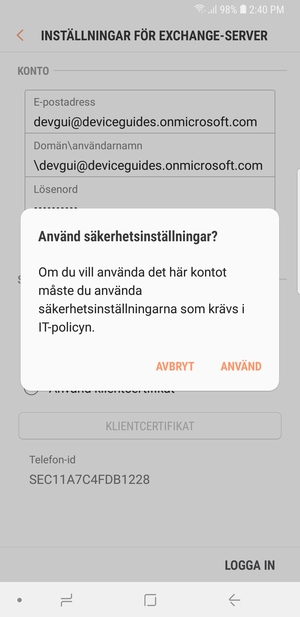 Välj ANVÄND