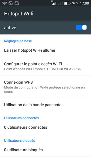 Votre téléphone est maintenant configuré pour être utilisé comme modem