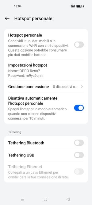 Attiva Hotspot personale