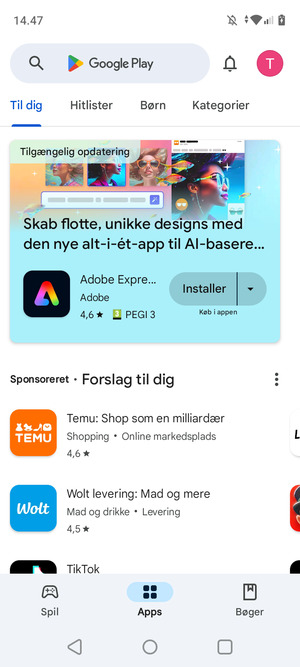 Vælg søgefeltet