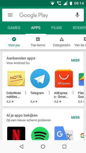 Selecteer de zoekbalk