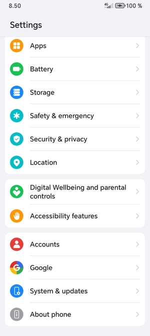 Scroll to and select Accounts