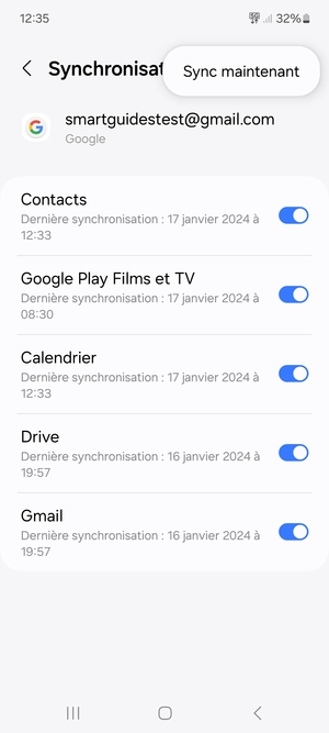 Sélectionnez Sync maintenant