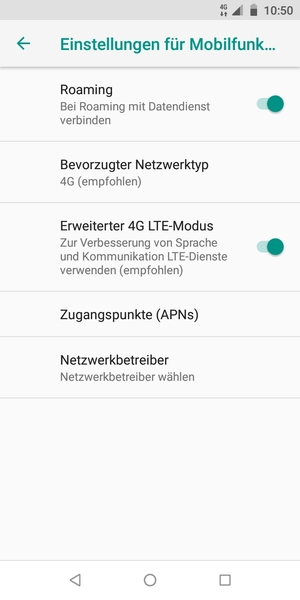 Schalten Sie Roaming an oder aus