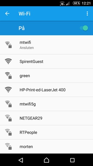 Du är nu ansluten till Wi-Fi nätverket