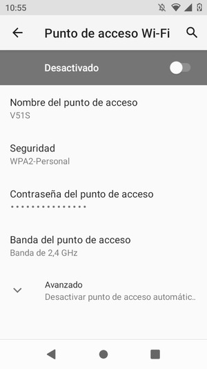 Seleccione Contraseña del punto de acceso