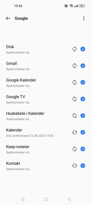 Dine kontakter fra Google vil synkroniseres til din Realme