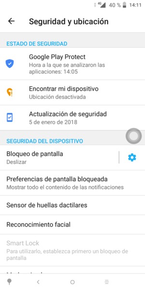 Seleccione Bloqueo de pantalla