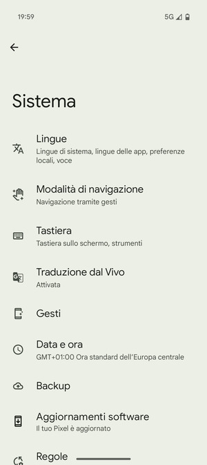Seleziona Backup