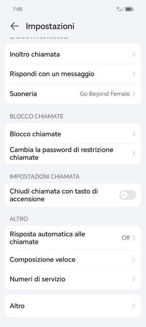 Scorri  e seleziona Altro
