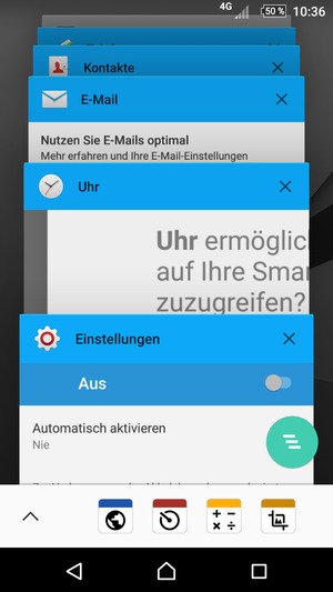Apps nach rechts streifen, um sie zu schliessen