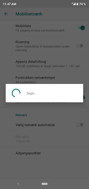 Afvent at søgningen er afsluttet