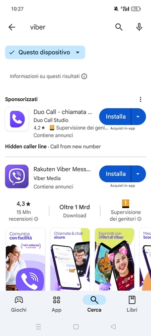 Seleziona l'applicazione