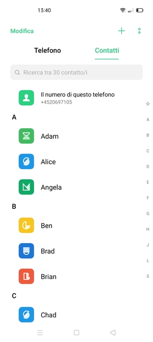 Seleziona il tasto Menu