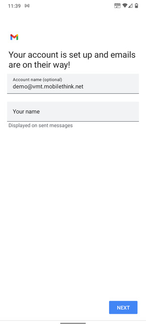 Give your account a name and enter your name. Select NEXT