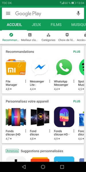 Sélectionnez la barre de Recherche