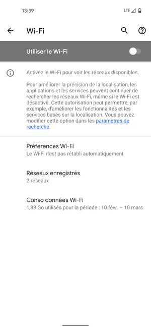 Activer le Utiliser le Wi-Fi