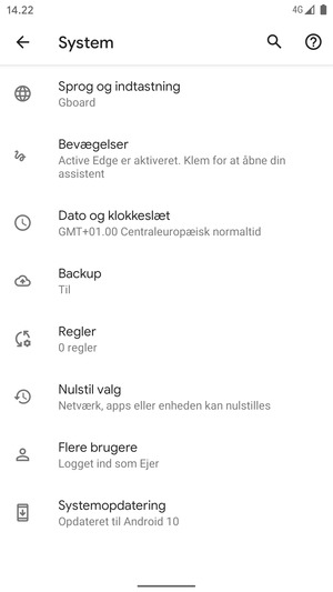 Vælg Systemopdatering