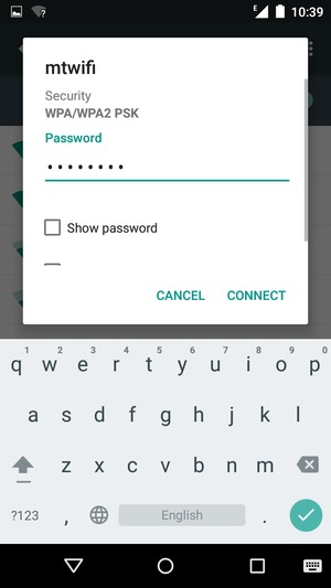 Enter the Wi-Fi password and select CONNECT