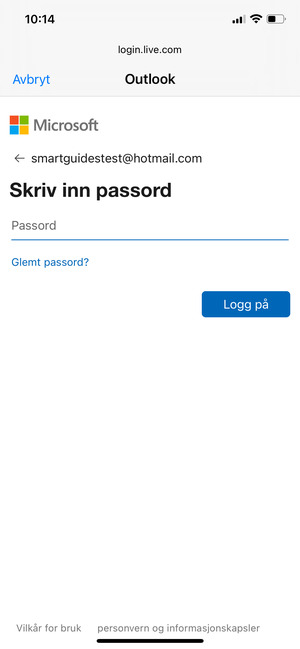 Skriv inn passord og velg Logg på
