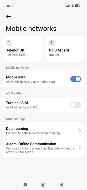 Turn on Turn on eSIM