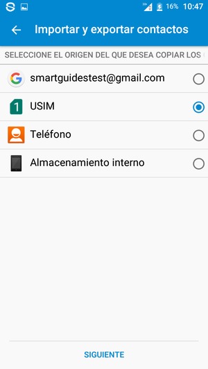 Seleccione la tarjeta SIM y seleccione SIGUIENTE