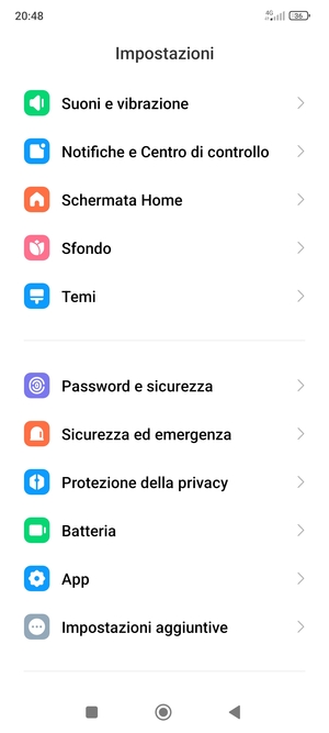 Scorri e seleziona Password e sicurezza