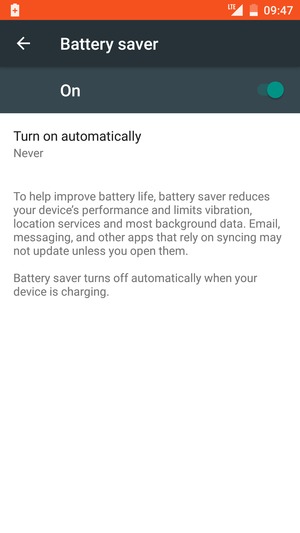Turn Battery saver on