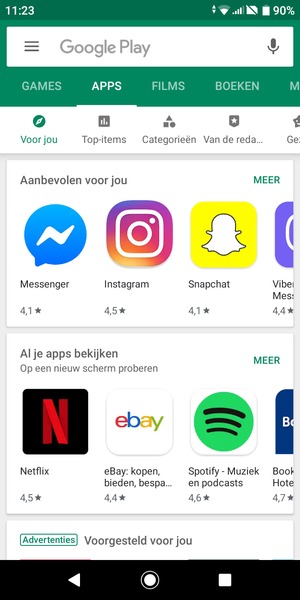 Selecteer de zoekbalk