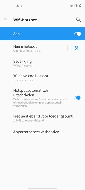Uw telefoon is nu geïnstalleerd voor gebruik als modem