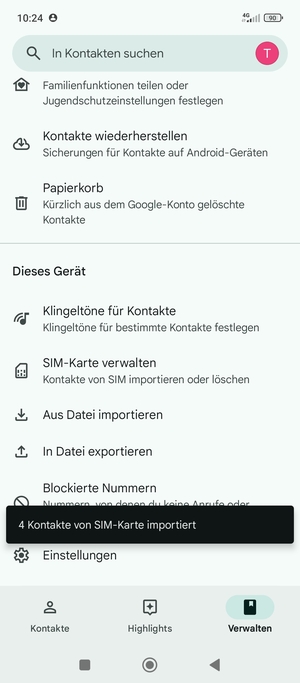 Ihre Kontakte werden in Ihrem Google Konto gespeichert und auf Ihrem Handy gespeichert, wenn Google das nächste Mal synchronisiert wird.