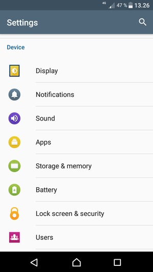 Scroll to and select Battery