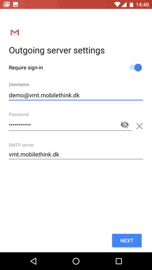 Enter Outgoing server address