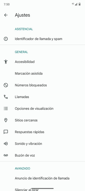 Seleccione Buzón de voz