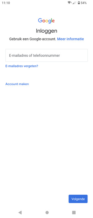 Voer uw Gmail adres in en selecteer Volgende