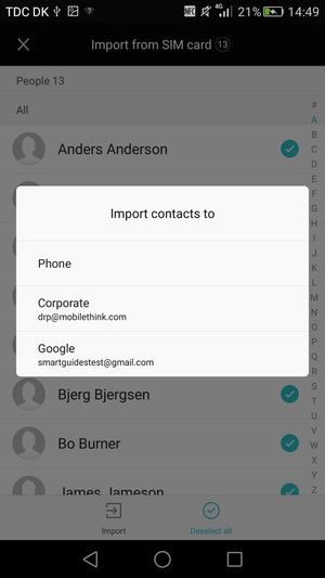 Select your Google account