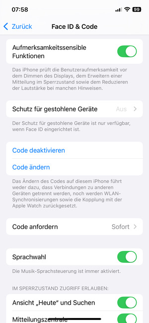 Wählen Sie Code ändern
