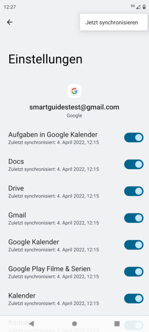 Wählen Sie Jetzt synchonisieren