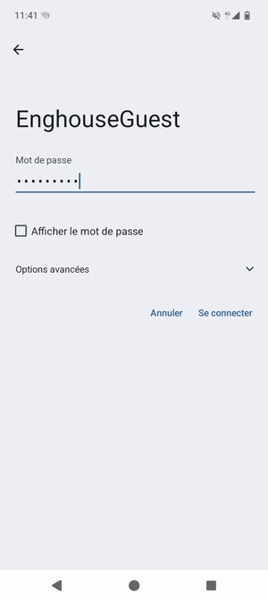 Saisissez le mot de passe du Wi-Fi et sélectionnez Se connecter