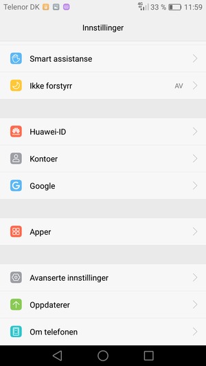 Bla til og velg Kontoer